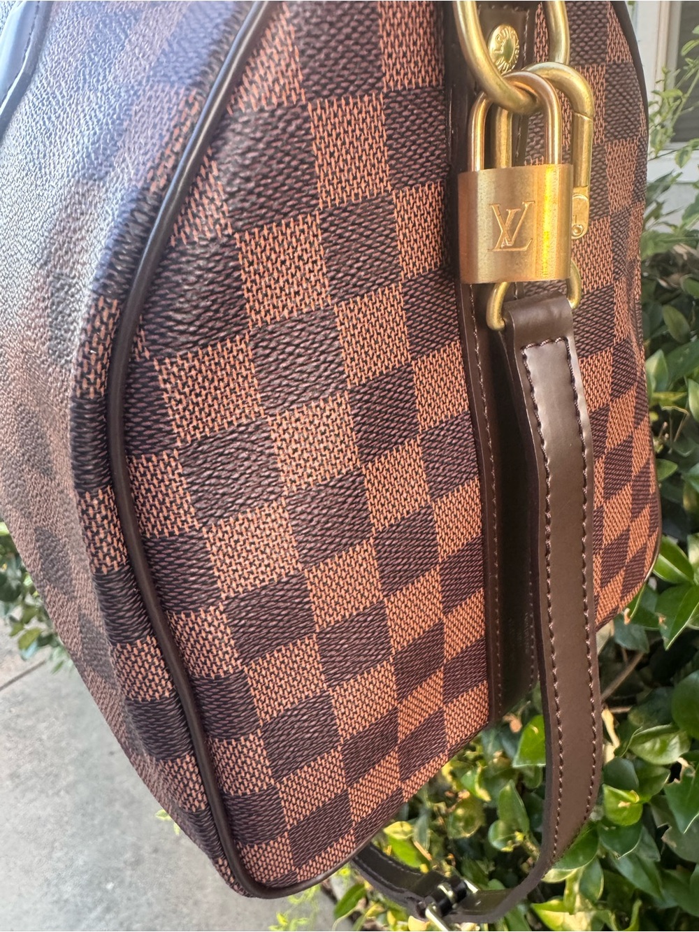 Inspired Brown Checkered Satchel Handbag (Size 30) - Picture 6 of 11